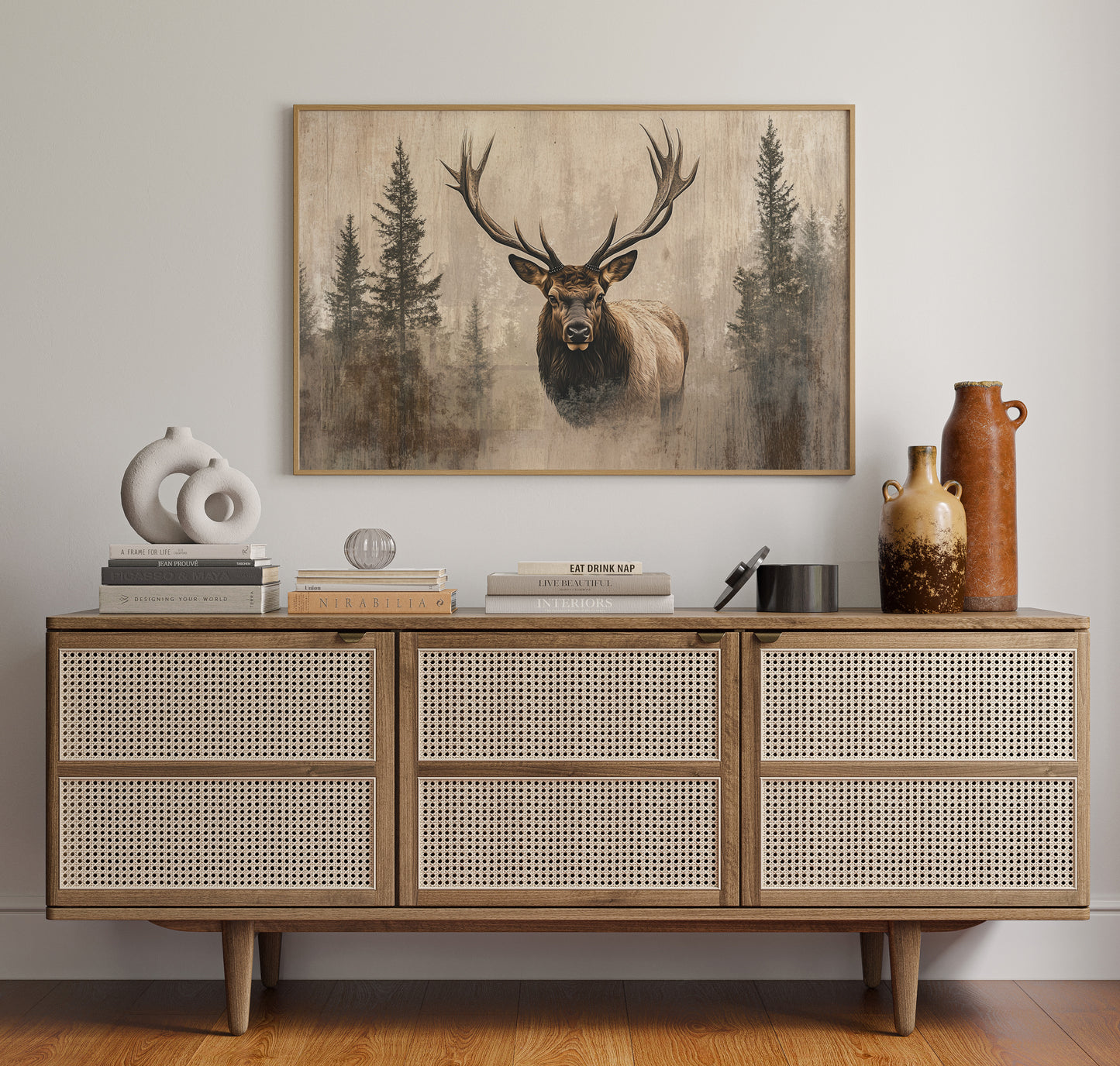 Noble Elk Among Winter Pines