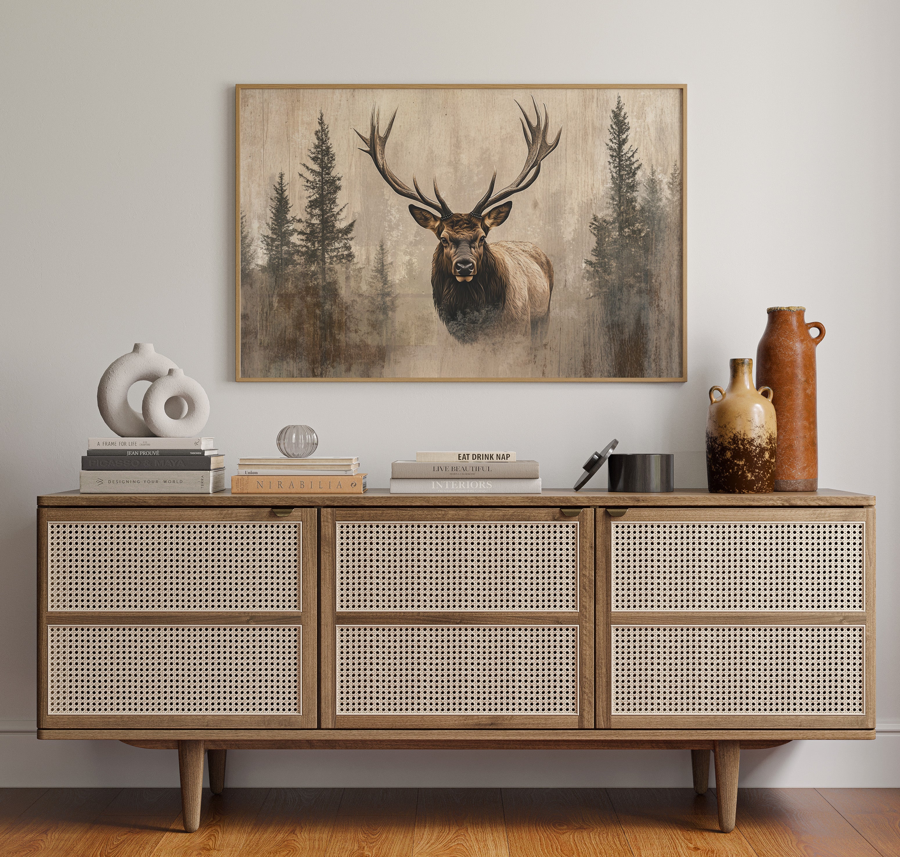 Noble Elk Among Winter Pines