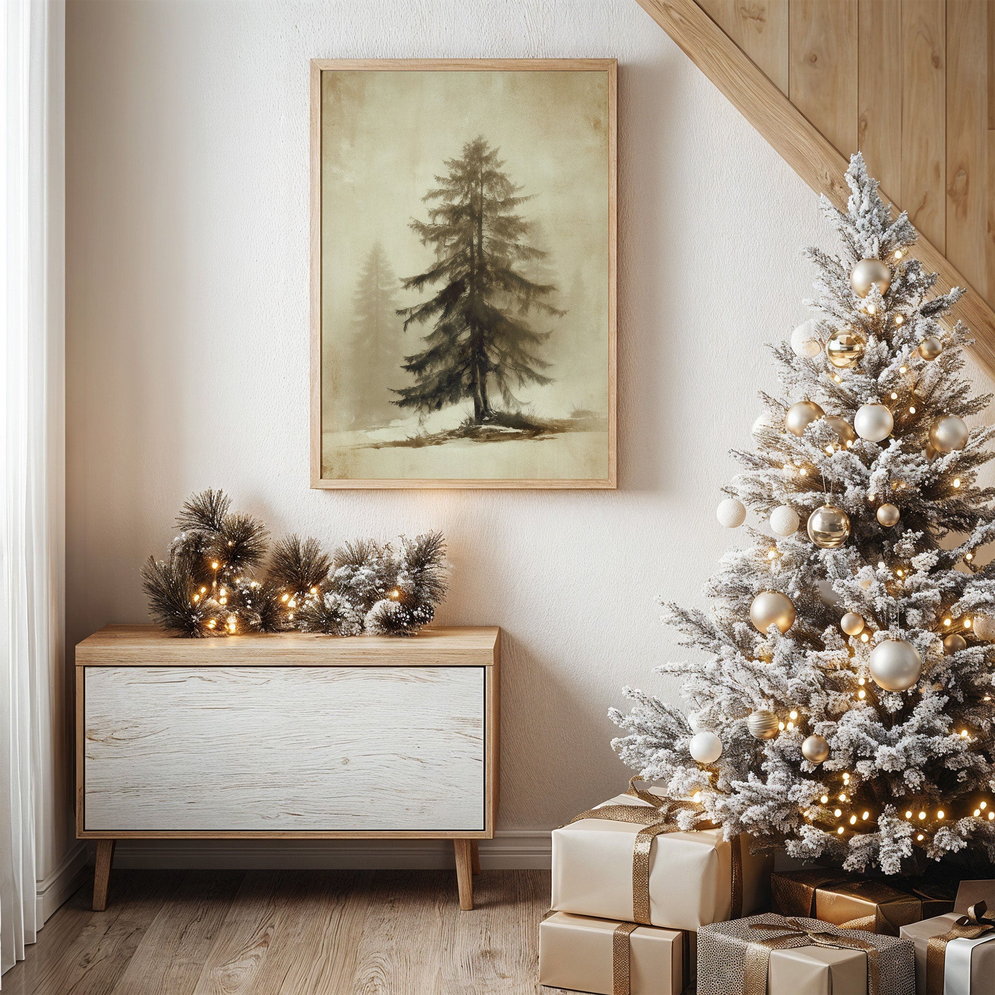 Solitary Pine Holds Winter's Memory