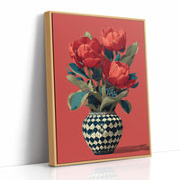 Red Tulips in a Traveled Vase