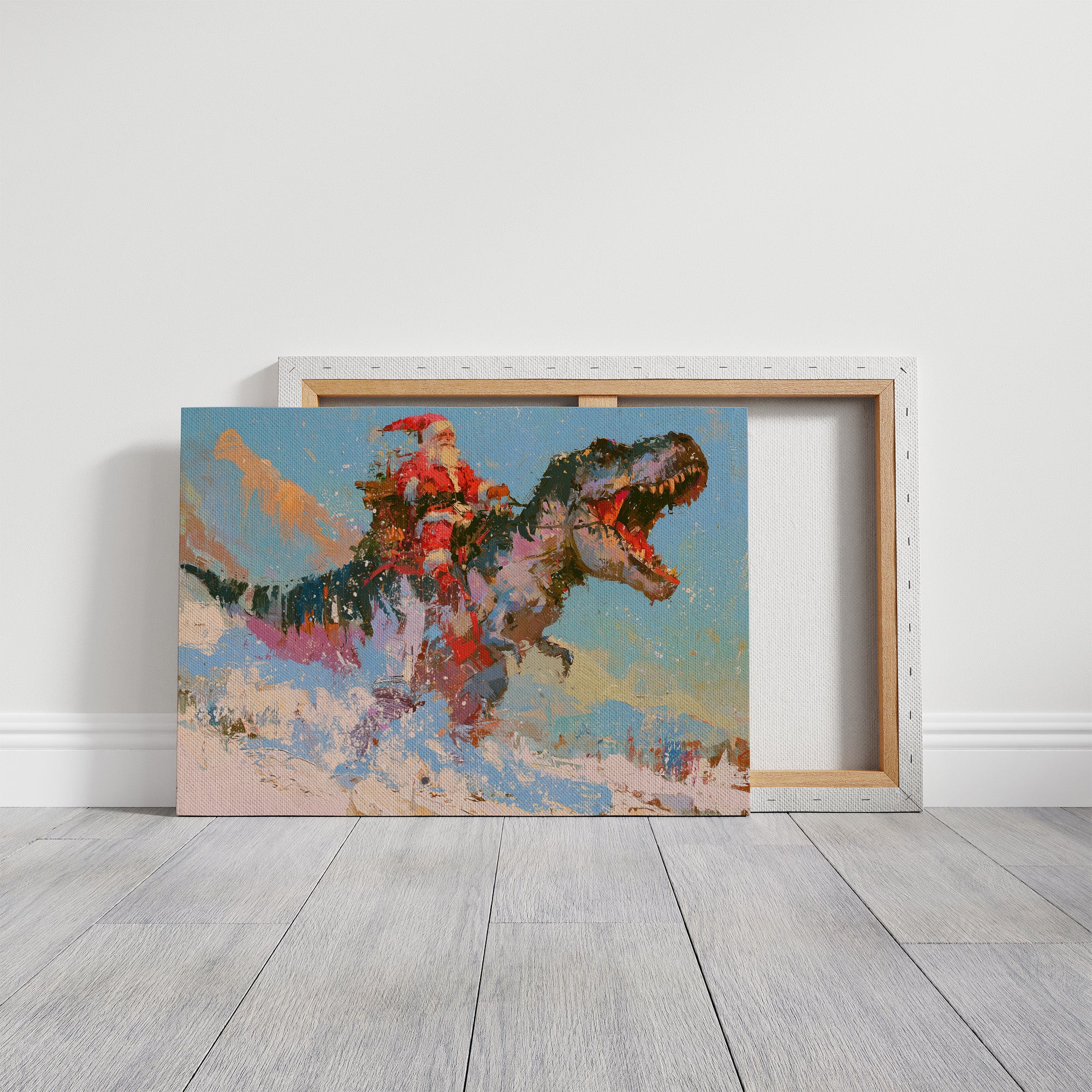 Santa Rides A T-Rex