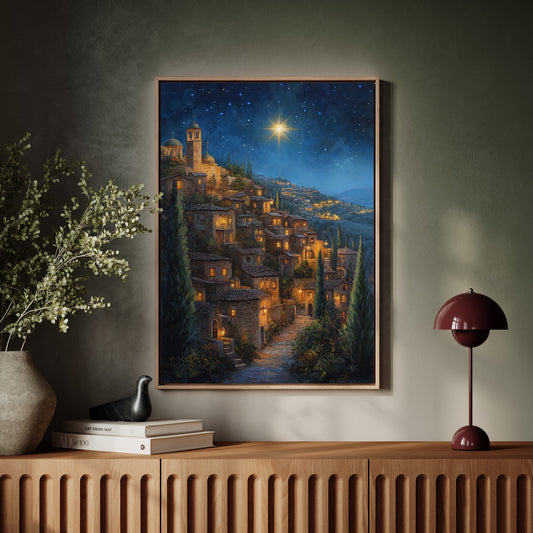 Starry Night Village Canvas Print - Enchanting Landscape Art - Gallery Canvas image 6