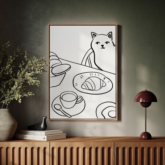 Morning Croissants Tempt Curious Cat