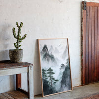 Misty Mountain Landscape – Tranquil Chinese Zen Wall Art