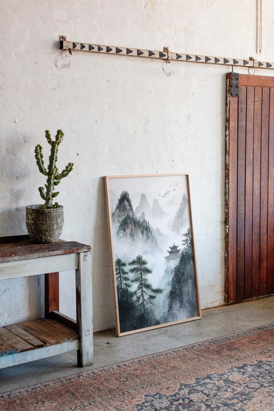 Misty Mountain Landscape – Tranquil Chinese Zen Wall Art