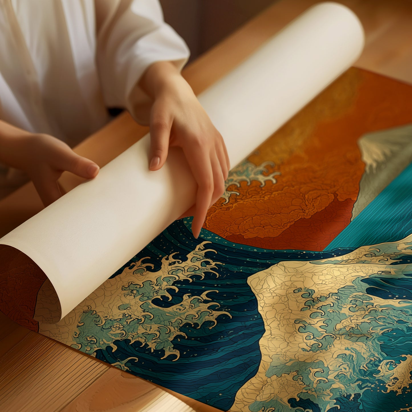 Teal Waves Chase Golden Horizons