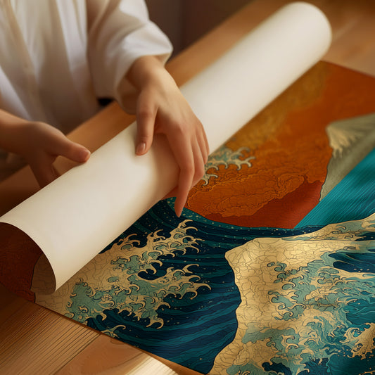 Teal Waves Chase Golden Horizons