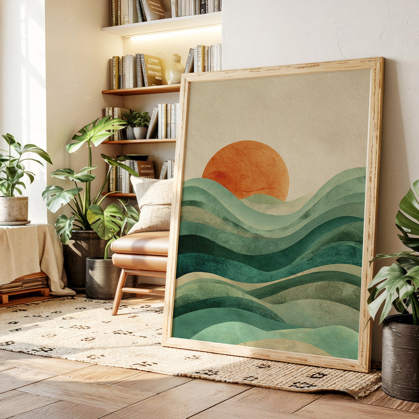 Waves Cradle the Setting Sun