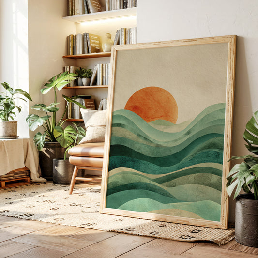 Waves Cradle the Setting Sun