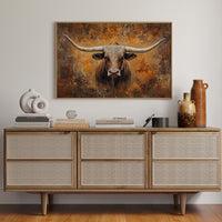 Longhorn's Gaze Through Autumn Fire