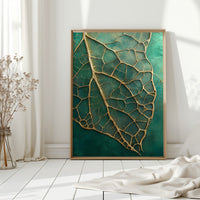 Golden Vein Leaf on Emerald