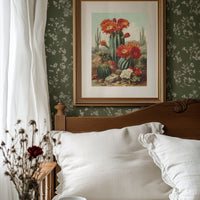 Desert Blooms Dance Against Mountains