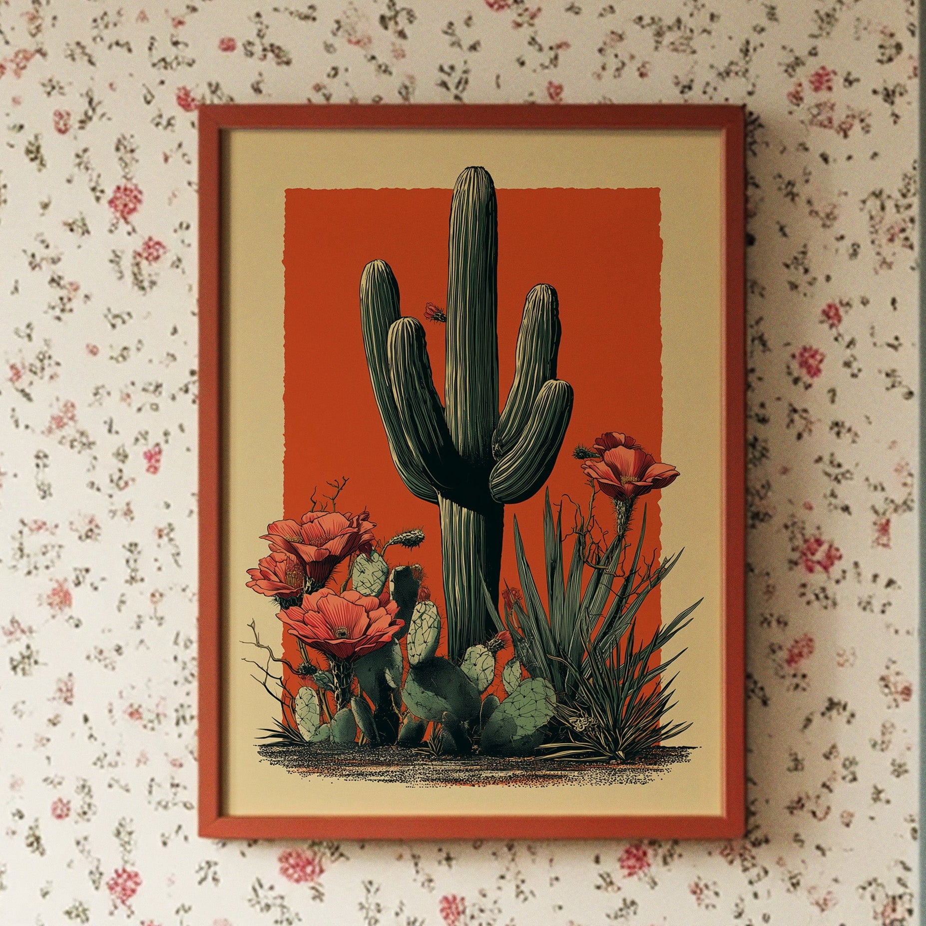 Saguaro Tales In Coral Sunset