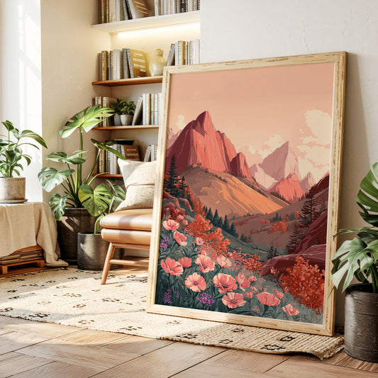 Mountains Embrace Their Floral Veil