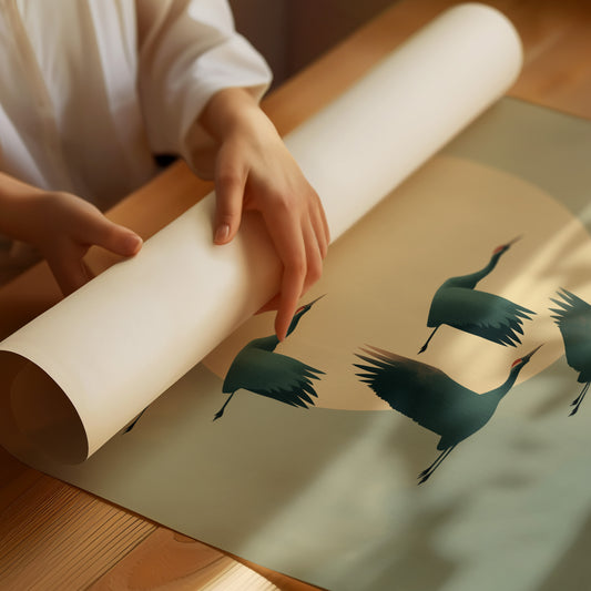 Cranes Dance Across Golden Dawn