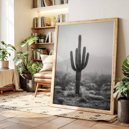 Cactus Standing Against The Mist