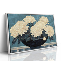 Cream Dahlias On Midnight Waters