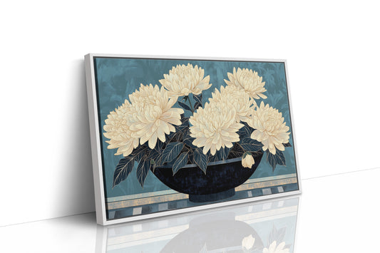 Cream Dahlias On Midnight Waters