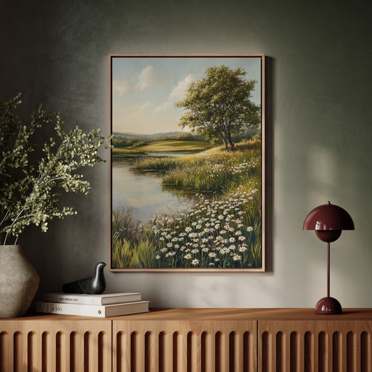 Tranquil Meadow Landscape Painting - Serene Nature Art - Gallery Canvas image 6