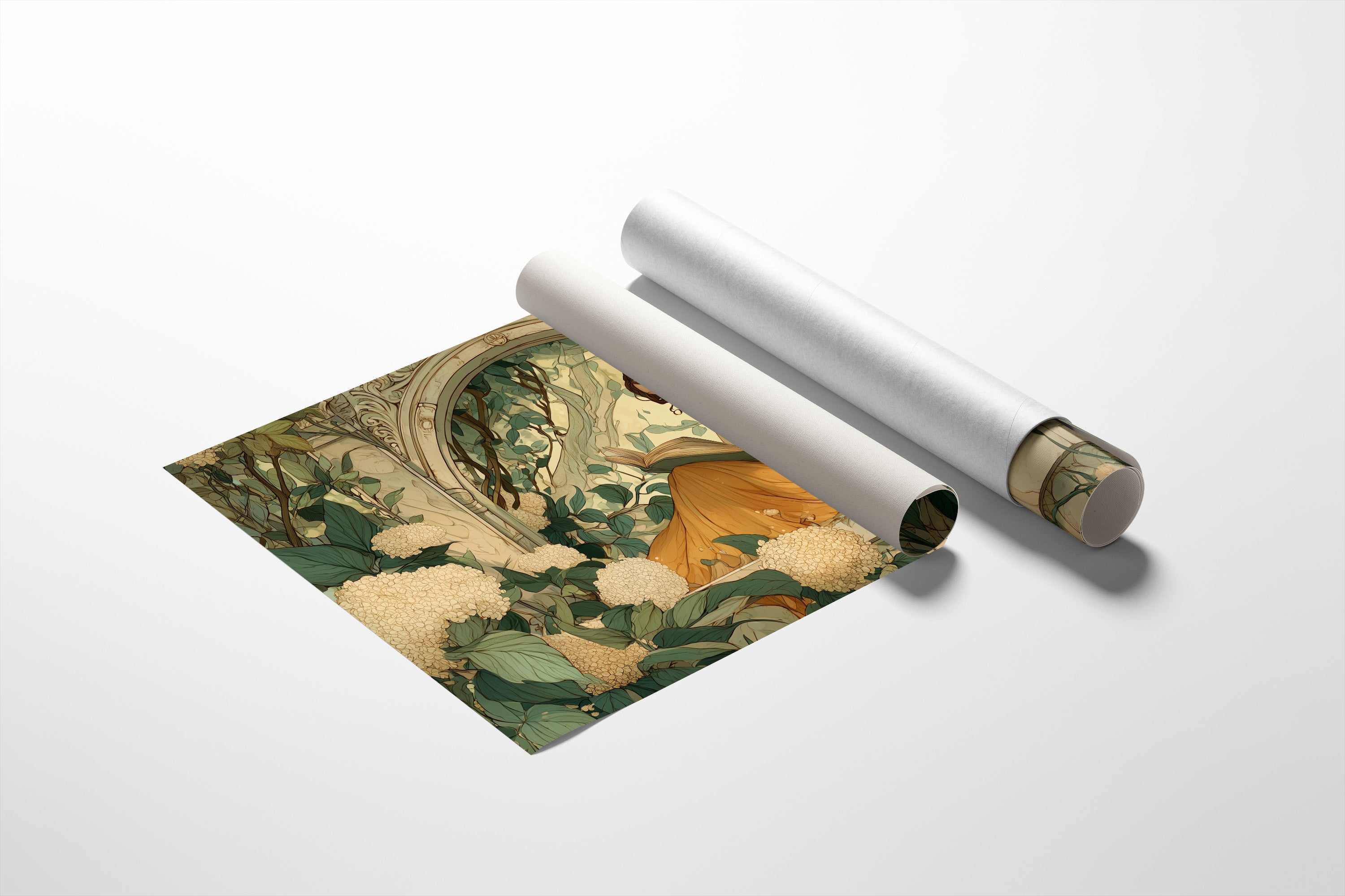 Reading Among Hydrangea Blooms