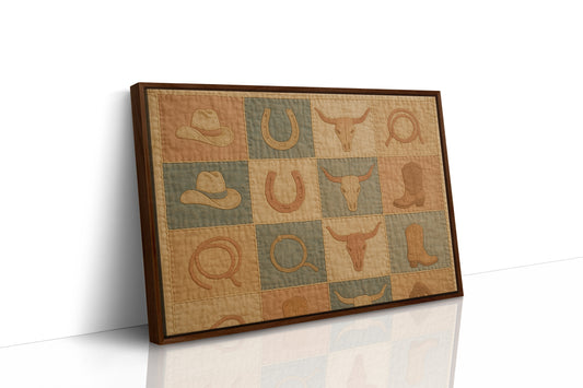 Western Icons Patchwork Quilt Print