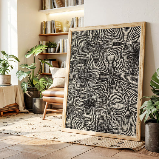 Cascading Circular Patterns in Monochrome
