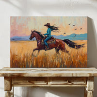 Cowgirl Ride at Sunset Plains