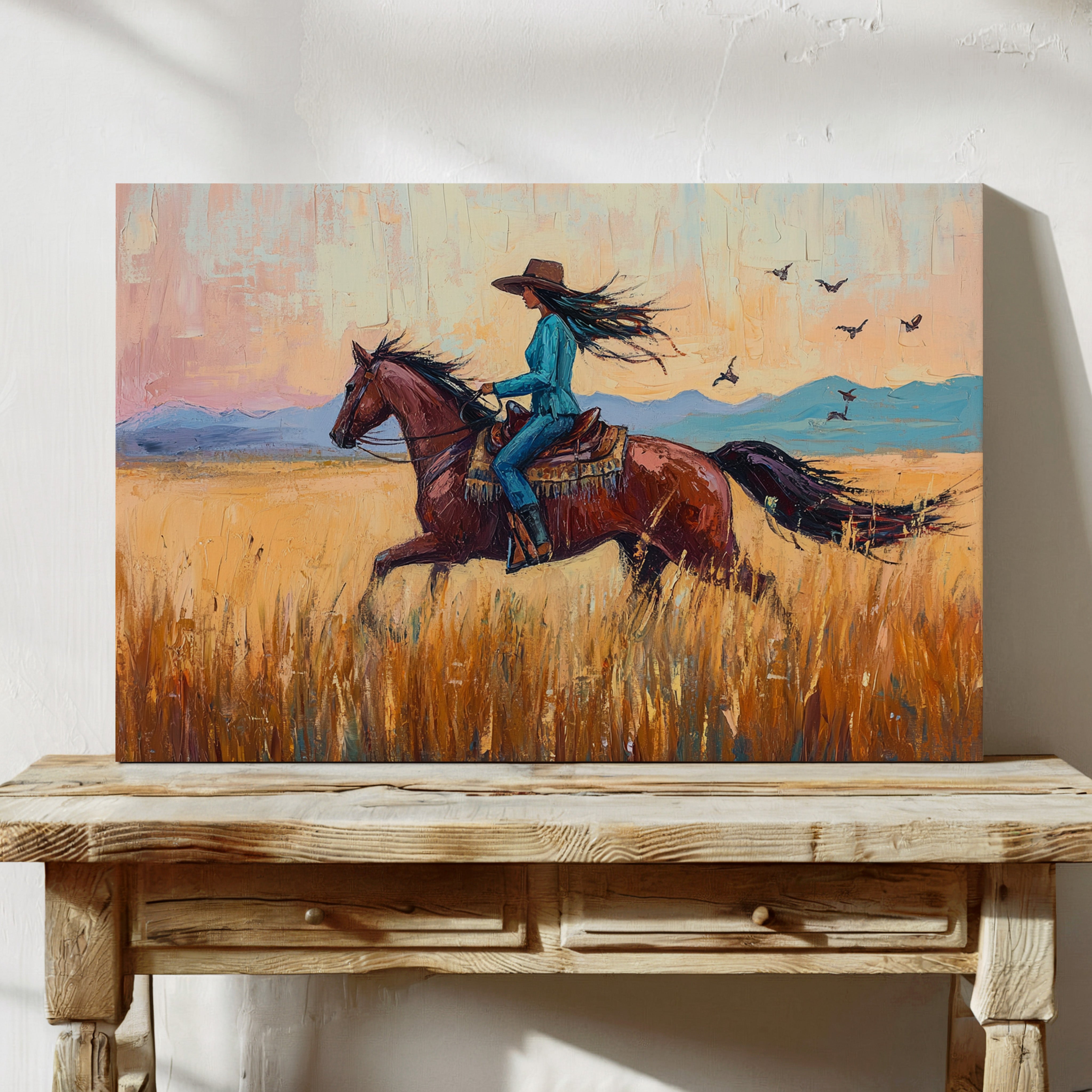 Cowgirl Ride at Sunset Plains