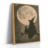 Witch and Cat, Full Moon Silhouette