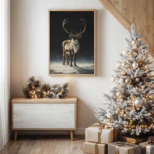 Reindeer Dreams Under Starlit Snow