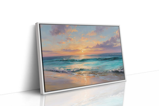 Turquoise Waves Meet Coral Sky