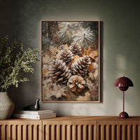 Winter Pinecone Forest Art Print - Rustic Nature Decor - Gallery Canvas image 5