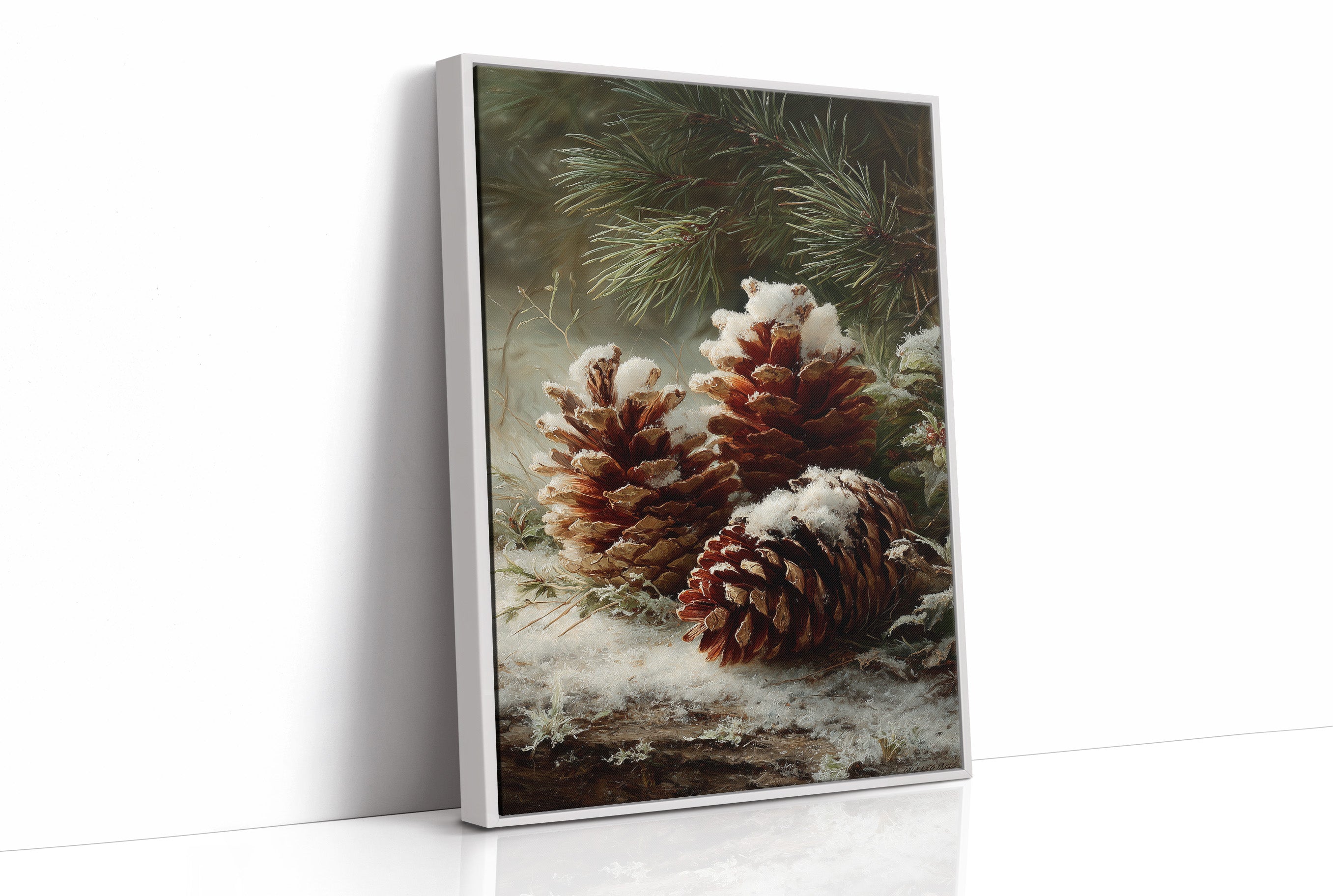 Pinecones Dusted in Snow