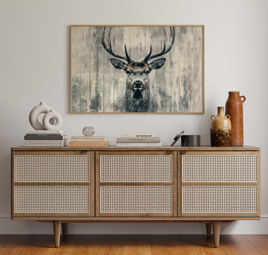 Noble Stag Against Winter Wood