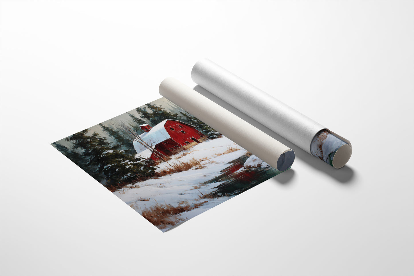 Red Barn Rests In Winter's Grace