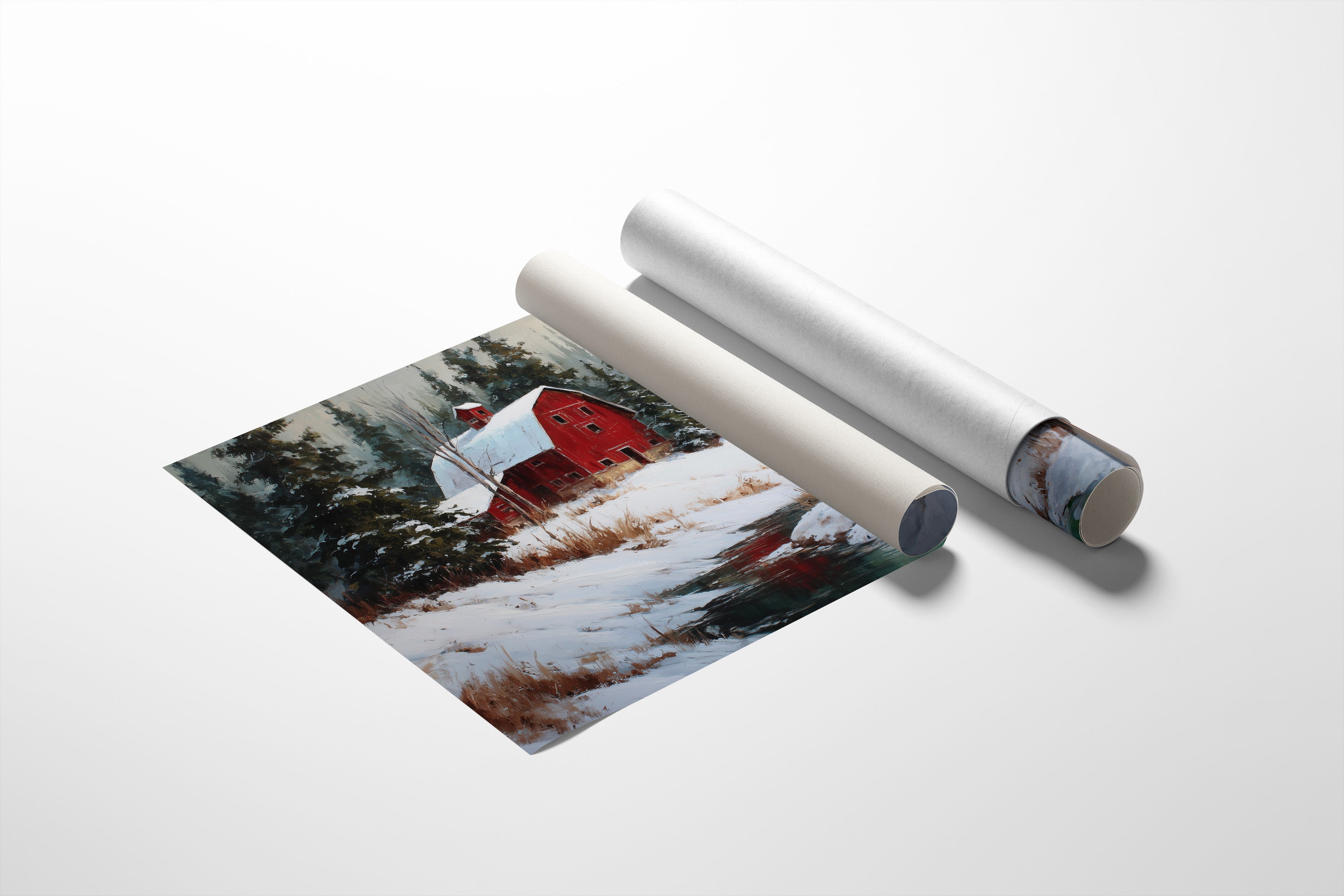 Red Barn Rests In Winter's Grace