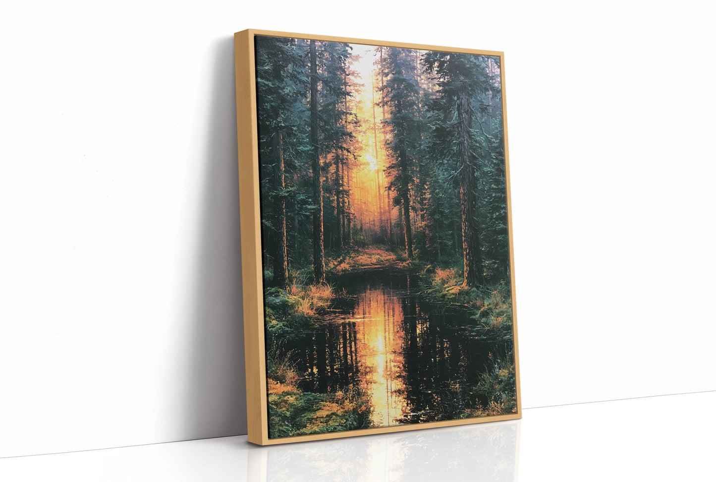 Into the Blaze: Shadowed Forest at Sunset