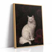 White Cat, Black Chrysanthemums