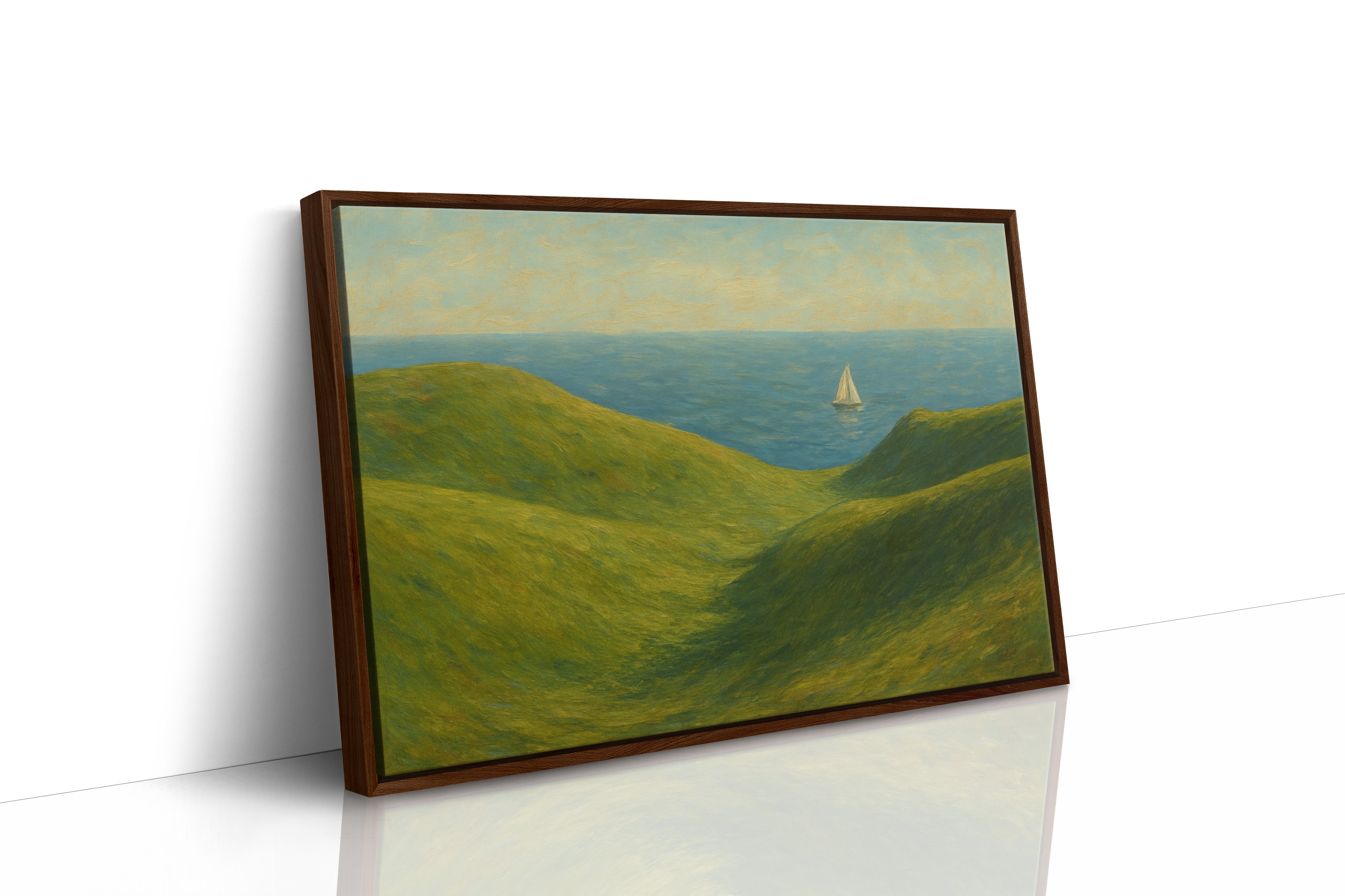 Sailboat Beyond the Green Hills