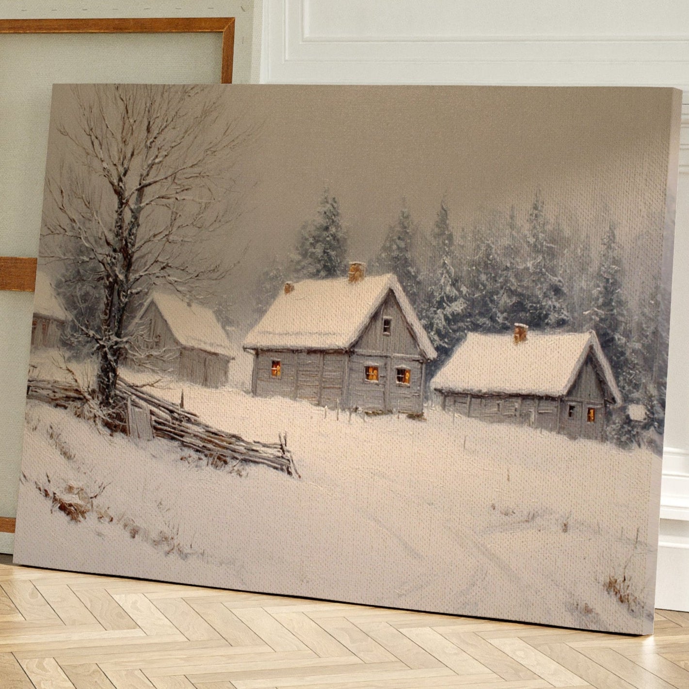 Cottages Beneath a Winter Veil