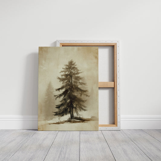 Solitary Pine Holds Winter's Memory