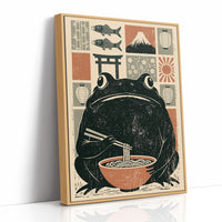 Ramen Toad: A Woodblock Frog's Feast