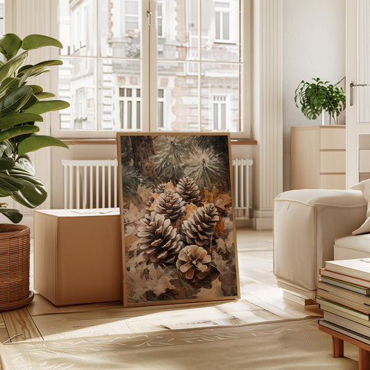 Winter Pinecone Forest Art Print - Rustic Nature Decor - Gallery Canvas image 8