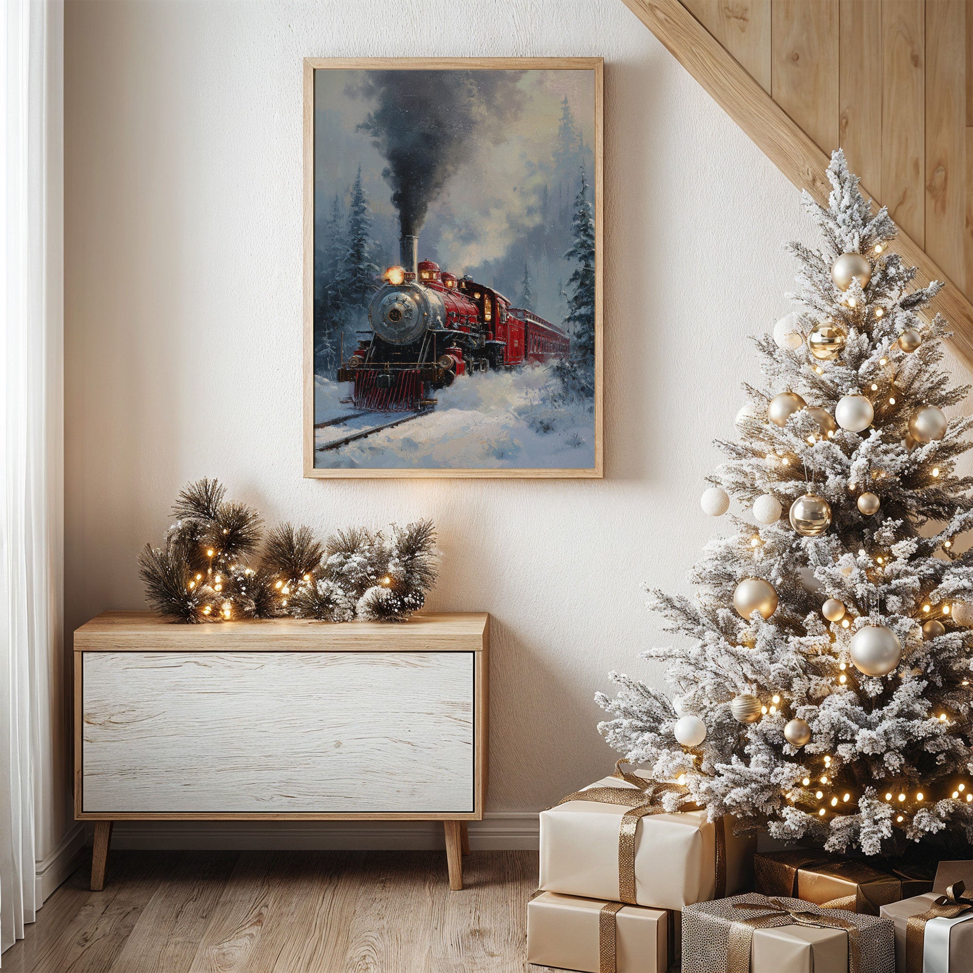 Steam Engine's Winter Night Journey