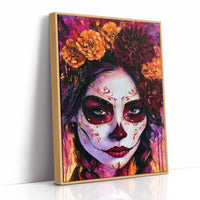 Sugar Skull in Marigold and Magenta