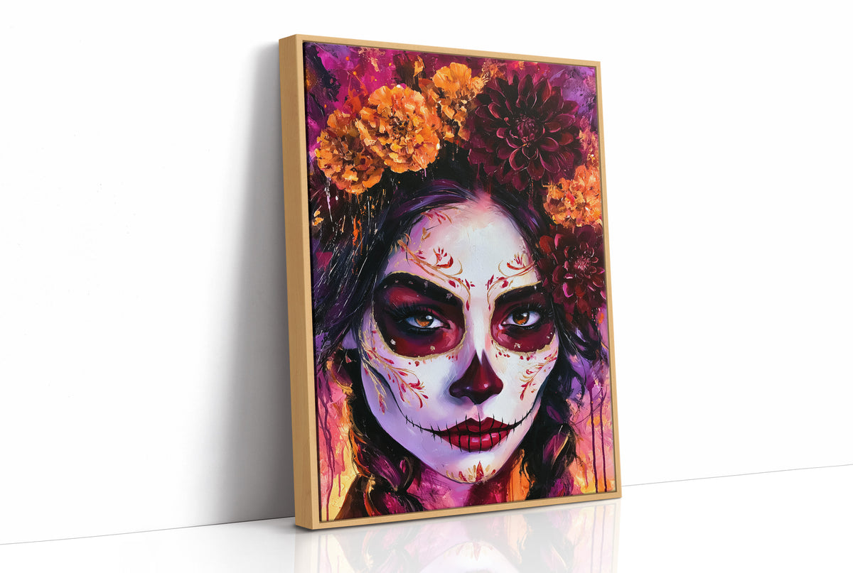 Sugar Skull in Marigold and Magenta