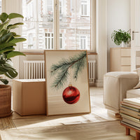 Festive Red Ornament Watercolor Print - Holiday Wall Art - Gallery Canvas image 12