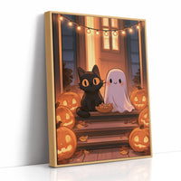 Trick-or-Treat Buddies on the Porch Step
