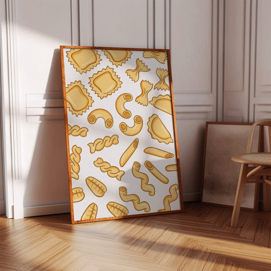 Pasta Shapes Dance In Golden Light