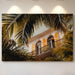 Golden Shutters Behind Palm Veils